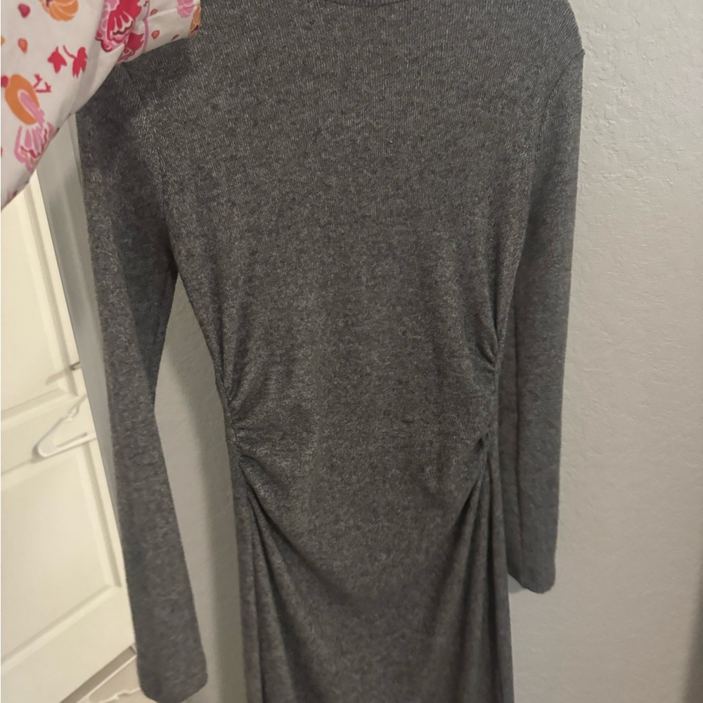 Zara Gray Ribbed Sweater Dress